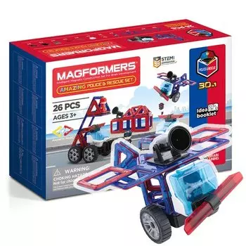 Магнитный конструктор Magformers 717001 Amazing Police &amp; Rescue Set, 26 деталей