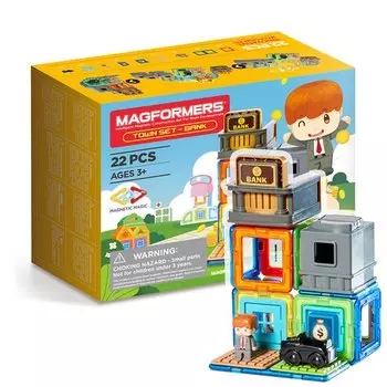 Магнитный конструктор Magformers 717009 Town Set - Bank, 22 детали
