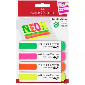 Маркер перманентный для ткани Faber-Castell Textile Neon, 1-5 мм, в ассортименте (4 цвета)