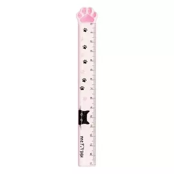 Линейка пластиковая Meshu Paw, с блестками, 15 см
