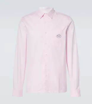 Хлопковая рубашка Oxford с логотипом Prada, Rosa