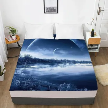Простыня Galaxy на резинке 150x200/180/200/160*200 Наматрасник Чехол на кровать Черная земля 135x200 Deep 30cm