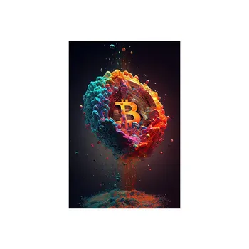 Абстрактная биткойн-стрит граффити холст картина красочный неоновый эффект биткойн-плакат с принтом вдохновляющий настенный художественный декор комнаты 21x30cm No Frame