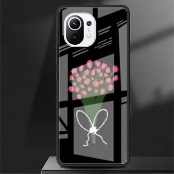 Стеклянный чехол с цветком для Xiaomi Poco X3 NFC 11 Lite 11T F3 M3 для Redmi Note 11 10 9 8 Pro 10S 9S 9A 9C, чехол для телефона Xiaomi Poco M3