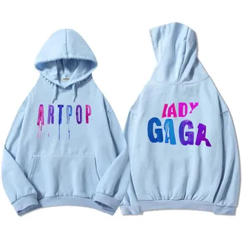 Уличная мужская одежда ARTPOP Толстовки с капюшоном Lady-Gaga Хип-хоп Зимние толстовки с капюшоном Графический принт Пуловеры Повседневная толстовка унисекс XS белый
