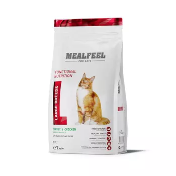 Mealfeel Functional Nutrition Large Breeds Сухой корм для кошек крупных пород в возрасте от 1 до 7 лет, с индейкой и курицей, 2 кг