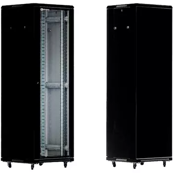 Шкаф напольный KRAULER KRC6642 19", 42U, 600x600mm, металл, ножки и ролики, без дверей, чёрный