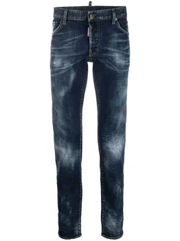 Джинсы с завышенной талией и нашивкой-флагом DSQUARED2, синий