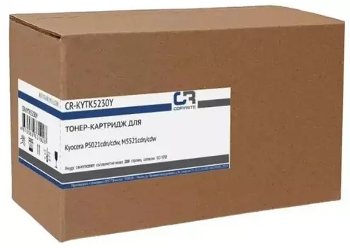 Тонер-картридж CopyRite CR-KYTK5230Y для Kyocera P5021cdn/cdw, M5521cdn/cdw, TK-5230Y, 2200 стр, yellow