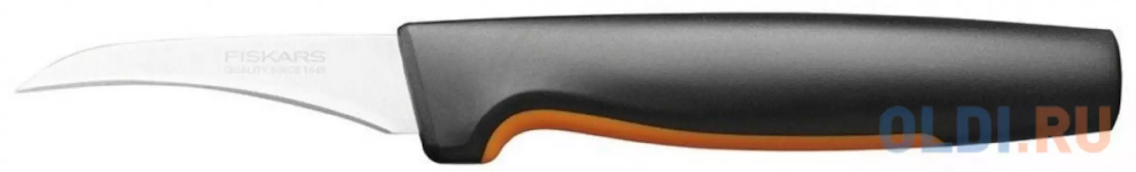 Нож кухонный Fiskars 1057545 стальной разделочный для чистки овощей и фруктов лезв.70мм прямая заточка черный/оранжевый блистер