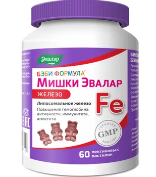 Бэби Формула мишки Железо, 2,5 г, 60 шт, пастилки жевательные