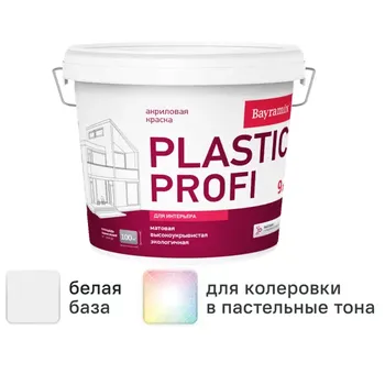 Краска для стен и потолков Bayramix Plastik Profi матовая цвет белый база А 9 л