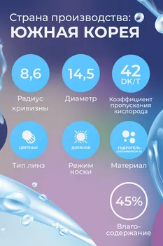 Линзы ILLUSION fashion Luxe blue контактные 1 месяц -3.0/14.5/8.6/2 шт
