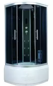 Душевая кабина «Timo» Standart T-1100 100/100 высокий поддон тонированная/чёрная-зеркальная с гидромассажем и электрикой