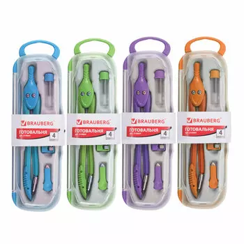 Готовальня Brauberg Modern, 4 предмета, длина циркуля 13.5см (210664)