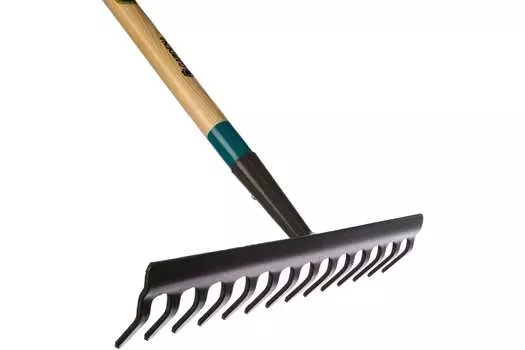 Грабли Gardena ClassicLine, прямые, 38 см, 14 зубов, с черенком, материал черенка: дерево (17201-20.000.00)