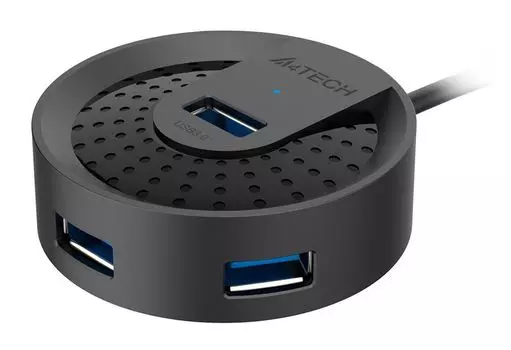 Концентратор A4Tech HUB-30C, 4xUSB 3.0, 1 (для питания)xUSB-C, черный