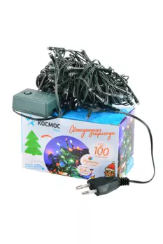 Гирлянда КОСМОС 100-светодиодов, 8-режимов, 11.4м, мультиколор (KOC_GIR100LED_RGB)