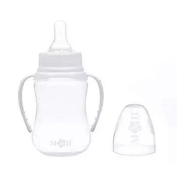 MUM&BABY Бутылочка для кормления, классическое горло, приталенная, с ручками, от 0 мес.