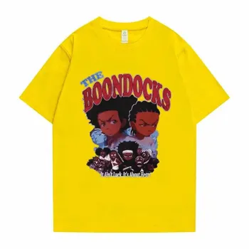 Новая футболка с принтом «Хьюи и Райли» The Boondocks, женская повседневная модная футболка унисекс, забавная хлопковая футболка унисекс с коротким рукавом, футболка в стиле хип-хоп L