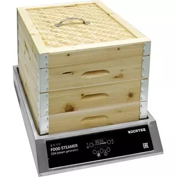 Пароварка настольная с квадратными деревянными корзинами Kocateq ES4WS