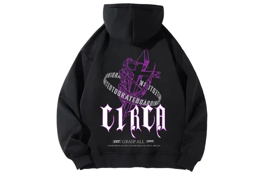 Уличная толстовка American Luxury Vintage с принтом логотипа и буквами C1RCA, Black Crew Neck