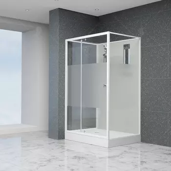 Душевая кабина RGW Andaman 90х90 411320799-95 белая, стекло прозрачное с матовой полосой