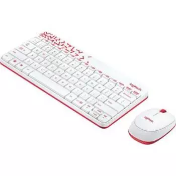 Комплект мыши и клавиатуры Logitech MK240 белый/красный USB (920-008212)