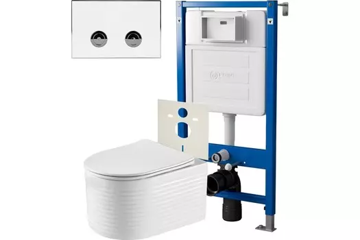 Комплект инсталляции Point PN48319WC (Элемент П PN45121 +Клавиша бел/хром PN44071WC +Унитаз Омега PN41902)