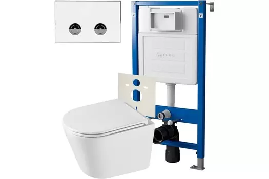 Комплект инсталляции Point PN48327WC (Элемент П PN45121 +Клавиша бел/хром PN44071WC +Унитаз Венера PN41071)