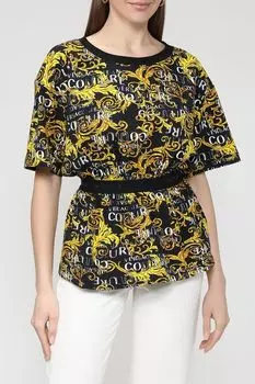 Блуза с поясом и ярким принтом VERSACE JEANS COUTURE