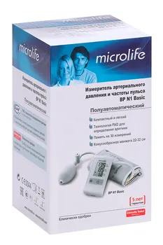 Тонометр п/автомат Микролайф ВР N1 Basic манжета M (22-32 см)