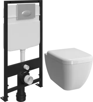Комплект Унитаз подвесной VitrA Shift 7742B003-0075 безободковый, с микролифтом + Система инсталляции для унитазов EWRIKA ProLT 0026-2020 + Кнопка смыва EWRIKA 0050 хром матовый