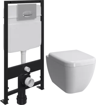 Комплект Унитаз подвесной VitrA Shift 7742B003-0075 безободковый, с микролифтом + Система инсталляции для унитазов EWRIKA ProLT 0026-2020 + Кнопка смыва EWRIKA 0051 хром