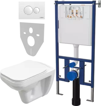 Комплект Унитаз подвесной STWORKI Дублин SETK3504-0605-001-1-6000 с микролифтом + Система инсталляции для унитазов DIWO 4501 + Кнопка смыва DIWO 7310 белая