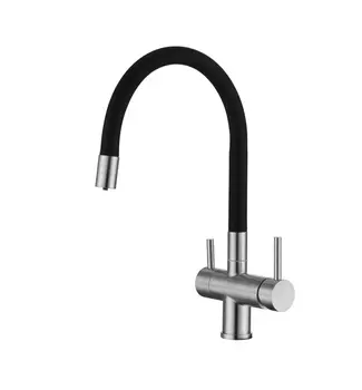 Смеситель Emar Steel ЕС - 3015 satin для кухни черный/сатин
