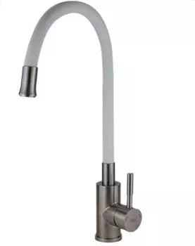Смеситель Esko Snake K44 W для кухонной мойки, гибкий излив, бронза/белый