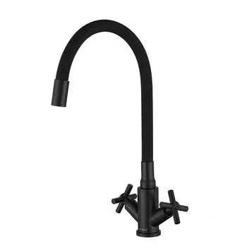 Смеситель Fmark FS8442H-01 для кухонной мойки гибкий черный
