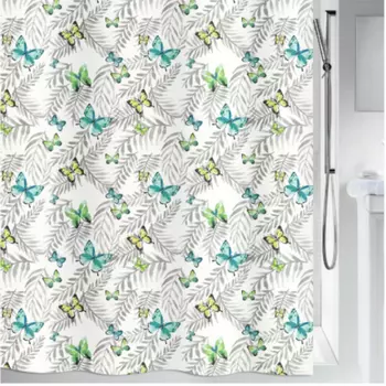 Штора для ванной Spirella Papillons, 240х180см, полиэстер, цвет зеленый
