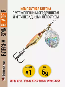 Блесна для рыбалки Spin Blade R #1 5g Gold Silver на окуня голавля щуку, Мультицвет