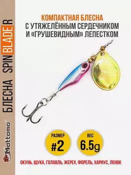 Блесна для рыбалки Spin Blade R #2 6.5g Silver Gold на окуня голавля, Мультицвет