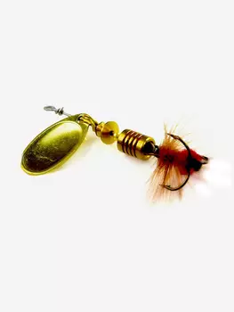 Блесна для рыбалки вертушка Mepps AGLIA MOUCHE, 2, Gold/Red fly, 1 штука, Золотой
