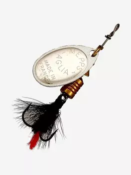 Блесна для рыбалки вертушка Mepps AGLIA MOUCHE, 2, SILVER/Black fly, 1 штука, Серебряный