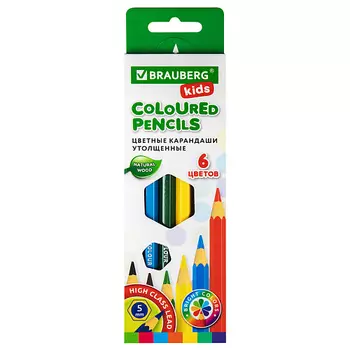BRAUBERG Карандаши цветные утолщенные KIDS