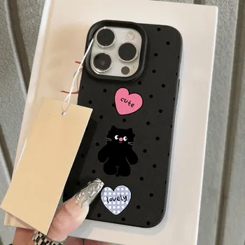 Чехол для телефона iPhone 11 13 XR XS Max, чехол для iPhone 12 14 15 16 Pro Max 12 Pro 15 Plus, кожаный, окрашенный, водонепроницаемый, устойчивый к падениям и износу, мультяшный iPhone 16 Pro Max белый