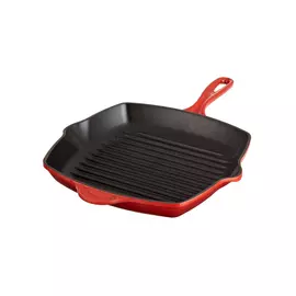 Сковорода-гриль квадрат. 26см Le Creuset вишнёвый, чугун, для индукции, духовки (Cerise)