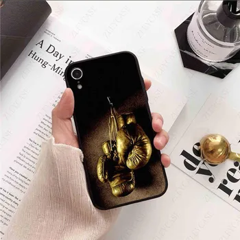 Боксерские перчатки черный чехол для телефона iPhone XR 14PLUS 11 12 13Pro Max 5S 6Splus 7 8Plus SE 12mini x xs max чехол Coque Iphone 5 5S