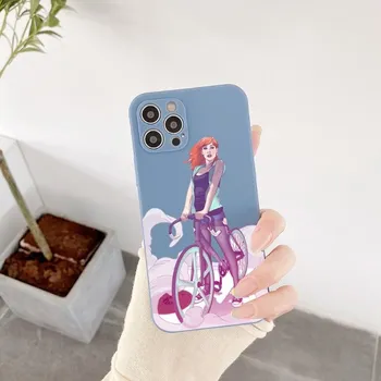 Чехол для телефона с изображением велосипедной девушки для IPhone 14 11 12 13 Pro Max X XR XSMax 6 6S 7 8 Plus SE 2022, мягкий квадратный цветной чехол для телефона iPhone 14