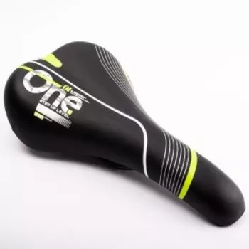 Седло велосипедное Vinca Sport, 280*155мм, черное c полосами цвета лайм, VS 91 lime