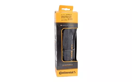 Велосипедная покрышка Continental Ultra Sport 2, 700 x 25C, чёрная, борт-кевлар